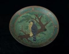 中国 古七宝 鳥松文盤 大皿 飾皿 直径約36.7cm V R2858B
