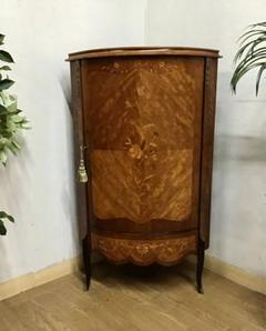 管378☆イタリア製☆象嵌細工☆コーナーキャビネット