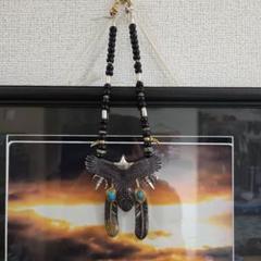 sv925 燻し加工／クローズドハーティー／イーグルネックレス