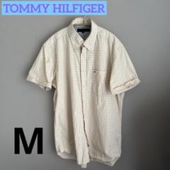 【古着】トミーヒルフィガー 半袖ボタンダウンシャツ M 黄色 クリーム色