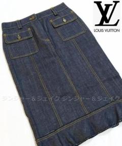 定価13万以上 極美品 LOUIS VUITTON デニムスカート フリル 34 定価13万以上 極美品 LOUIS VUITTON デニムスカート フリル 34