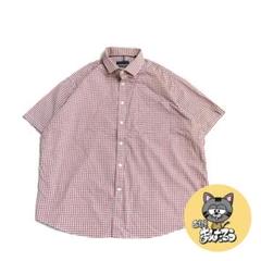 トミーヒルフィガー 古着 半袖シャツ チェック レッド 2XL