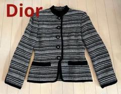 【美品】Christian Dior ノーカラー　テーラードジャケット　千鳥柄 christian Dior】【イタリア製】クリスチャンディオール『千鳥格