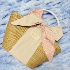 PINK HOUSE リボン付き水玉ピンクかごバッグ