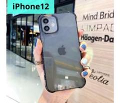 iPhone12ケース ソフト TPU 防塵 キズ防止 クリア ブラック