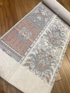 芸能人愛用のルームウェア 帯反物 博多 紋八寸なごや帯 ベージュっぽい白地 長期自宅保管品 着物・浴衣