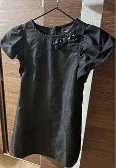 BeBeべべ黒ブラック半袖ワンピース100リボン付き