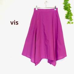 Vis　ビス　ハンカチーフヘムスカート　綿混　 紫　 アシンメトリー　ミモレ丈