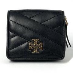 【美品】トリーバーチ シュブロン　キルティング　金具　ラウンドジップ　ミニ 美品】トリーバーチ シュブロン キルティング 金具 ラウンド