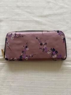 花柄刺繍 薄紫色 長財布のサムネイル