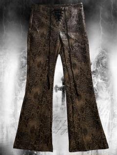 leopard lace up flared pants 00s お兄系