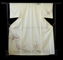 2375 訪問着 紺色 花柄 身丈160㌢裄70㌢ 正絹