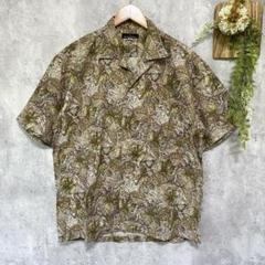 【ザスコッチハウス】アロハシャツ ボタニカル柄 総柄 半袖 綿100% M