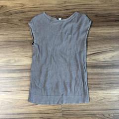 UNIQLO リブ編み 半袖Tシャツ M グレー