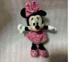 ディズニー ぬいぐるみバッジ ヒョウ柄 ピンク レア〉ディズニー ミニー ぬいぐるみバッジ ぬいば キーホルダー
