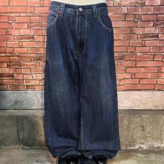 USA 古着 ROCAWEAR デニムパンツ ワイド buggy アメカジ USA古着 ROCAWEAR ブラックデニムパンツ バギー buggyワイド春服