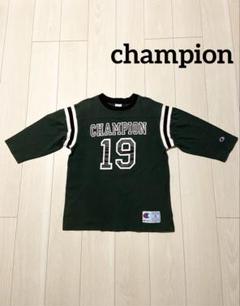レア品 champion チャンピオン リブニット フットボール 七分袖シャツ