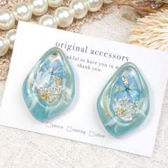 #3866/ハンドメイド♡押し花ドライフラワーレジンピアス