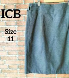 icb グレー タイトスカート スーツ L シンプル スリット 11