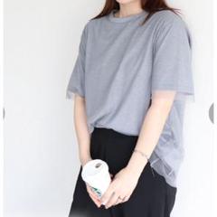 新品 sin.ca チュールレイヤードTシャツ 杢グレー サイズML