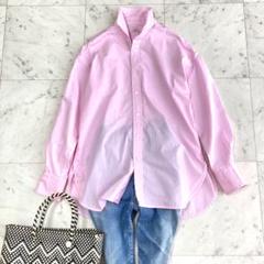 美品 cheval plus シュヴァルプラス ホリゾンタルカラーシャツ ピンク 美品 cheval plus シュヴァルプラス ホリゾンタルカラーシャツ