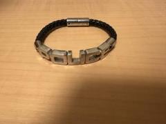 POLICE 編み込みブレスレット ブラック シルバー
