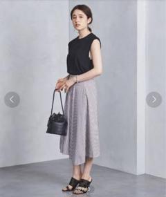 UNITED ARROWS ストライプ フレアスカート グレー