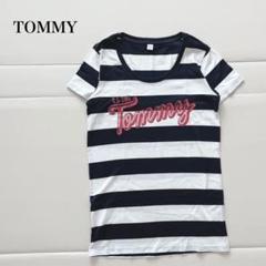 トミー 半袖Tシャツ カットソー ボーダー ロゴ ミニT カジュアル 洗える