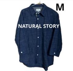 NATURAL STORY 七分袖シャツ ネイビー M トップス　五分袖　M