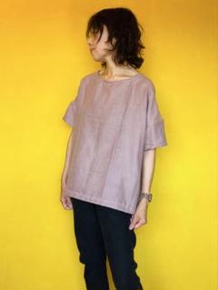 ●新着 ダブルガーゼピンクグレー Tシャツ