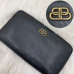 ☆極美品☆バレンシアガ BBロゴジップアラウンドウォレット 長財布 ブラック