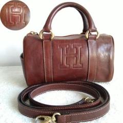 美品✨ヒロフ 肩掛け トートバッグ シボ革 レザー ショルダー ダークブラウン HIROFU / ヒロフ 牛革 2WAY ショルダーバッグ シボ革 シュリンク