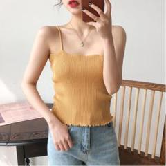 【新品】ベーシックウェーブのニットキャミソール★yellowのサムネイル