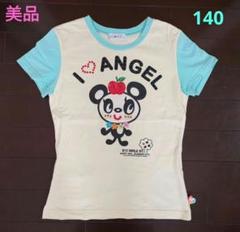 【美品】エンジェルブルー ラインストーン＆刺繍 半袖Tシャツ　S 140