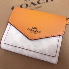 新品完売品coach ウォレット 財布 カラーブロック シグネチャー