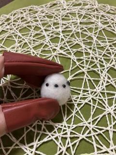ハンドメイド☆本革指サック3本☆羊毛フェルト☆初心者様にも☆レザー