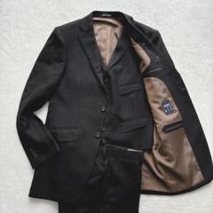 【美品】パーソンズフォーメン　スリーピーススーツ　ダークグレー　ウール