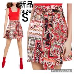 新品alice+olivia スカーフプリント ベルトボックスプリーツスカート