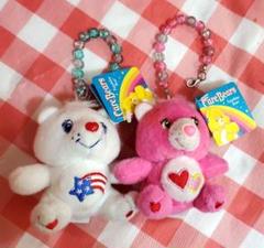 Care Bears ピンク ホワイト ぬいぐるみビーズストラップ セット