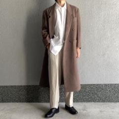 vintage ダブルチェスターコート モヘア ブラウン