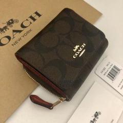 COACH コーチ 三つ折り財布 シグネチャー トゥルーレッド 赤 折り財布