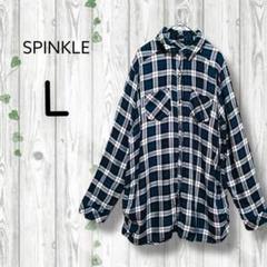 SPINKLE 　長袖ブラウス　チェック　レーヨン　柔らか　紺