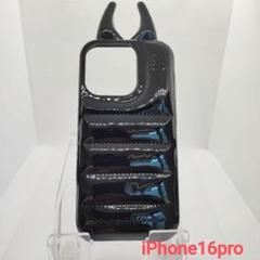 【限定】iPhoneケース16promax ダウンジャケット ブラック デビル風