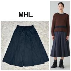 【美品】MARGARET HOWEL リネンスカート バーガンディ　プリーツ LIGHT LINEN | MARGARET HOWELL（マーガレット・ハウエル