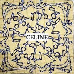★CELINE★ スカーフ 大判 チェーン リング ロゴ シルク ベージュ