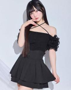 ミシェルマカロン ブラックフレアミニワンピース SCD0423-BK-XS ミシェルマカロン ブラックフレアミニワンピース SCD0423-BK-XS
