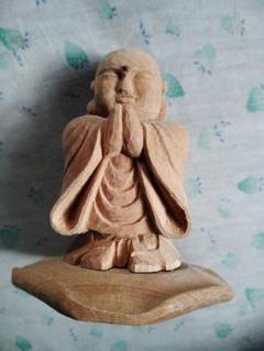 木製仏像風彫刻 約10cm 台座付き