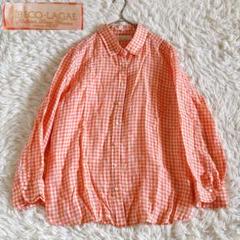 美品✨大きい48サイズ　23区　LIBECOリネン100％ギンガムチェックシャツ