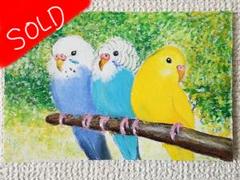 パステル画　インコ　インコの絵　鳥の絵　動物画　可愛い　インテリア　イラストのサムネイル