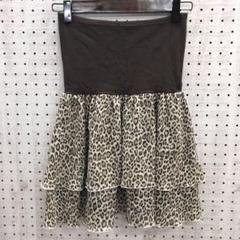 PEACH JOHN 古着 ヒョウ柄 シフォン ティアードフリル ベアトップ